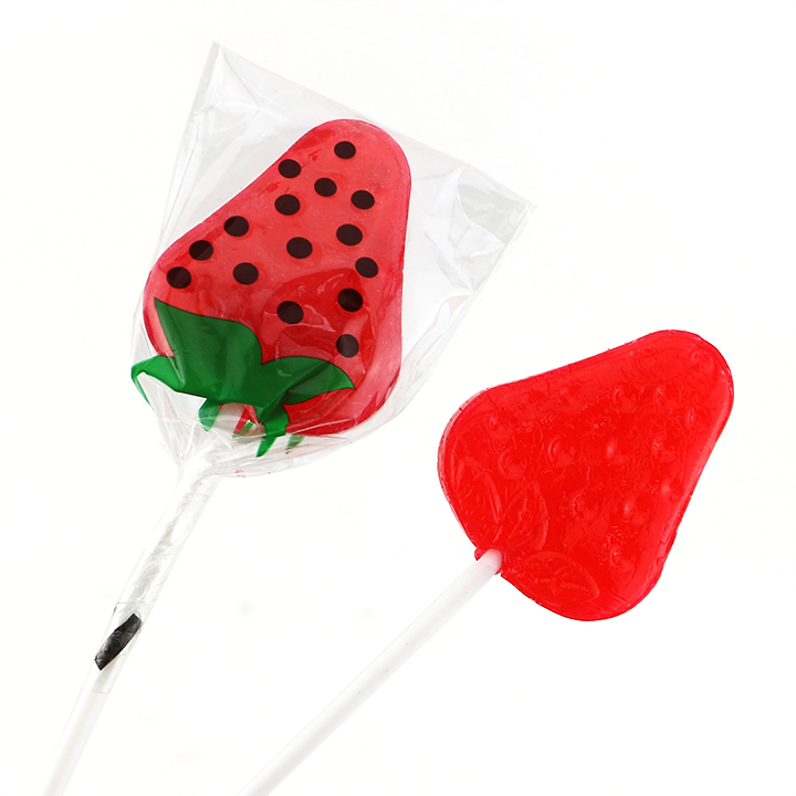 Cartoon strawberry shaped hard lollipop CH-BP109