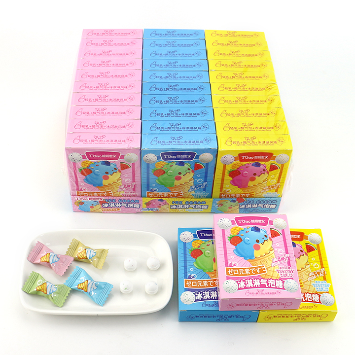 2024 New Ice Cream mixed fruits flavor soda tablet bubble fizzy pressed candy in box CH-Z267