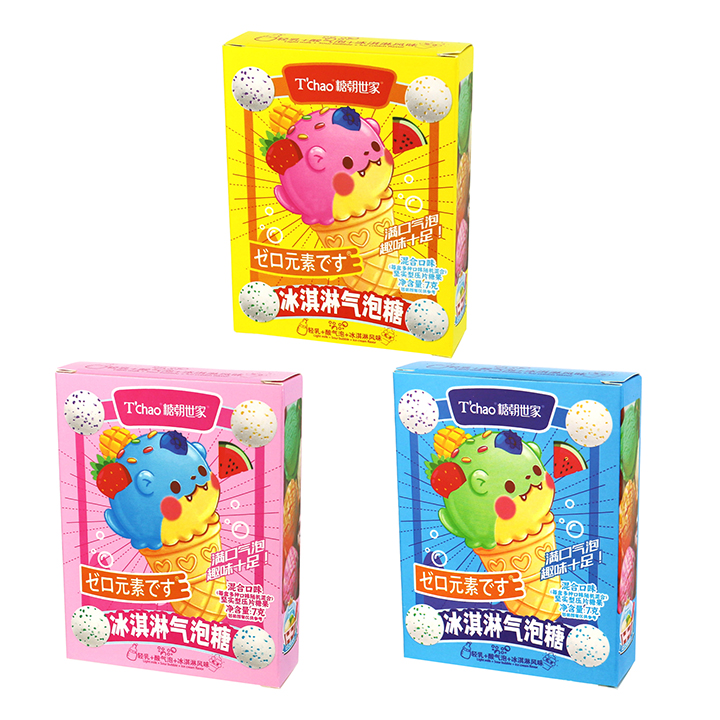 2024 New Ice Cream mixed fruits flavor soda tablet bubble fizzy pressed candy in box CH-Z267
