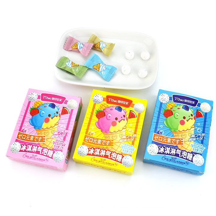 2024 New Ice Cream mixed fruits flavor soda tablet bubble fizzy pressed candy in box CH-Z267