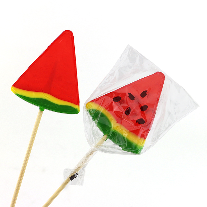 28g Cartoon Sliced watermelon shaped flat hard lollipop CH-BP111