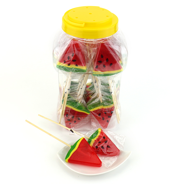 28g Cartoon Sliced watermelon shaped flat hard lollipop CH-BP111