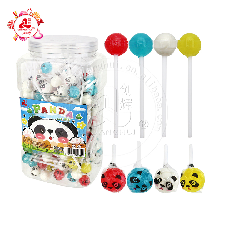 3g Mini panda head shaped round ball hard lollipop CH-BP114