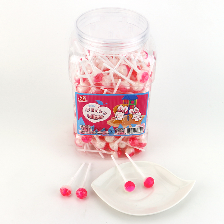3g Mini Peach flavor bicolor round ball hard lollipop CH-BP117