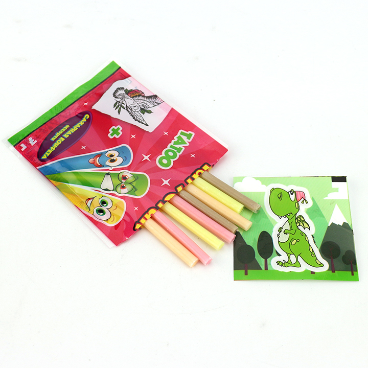7g fruit flavored CC stick straw powder candy with tattoo sticker CH-C118