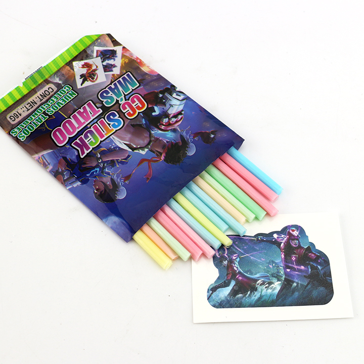 16g fruit flavored CC stick straw powder candy with tattoo sticker CH-C122