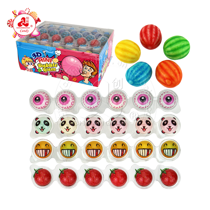 6-in-1 3D cartoon eyeball shape mini watermelon bubble gum ball CH-E322