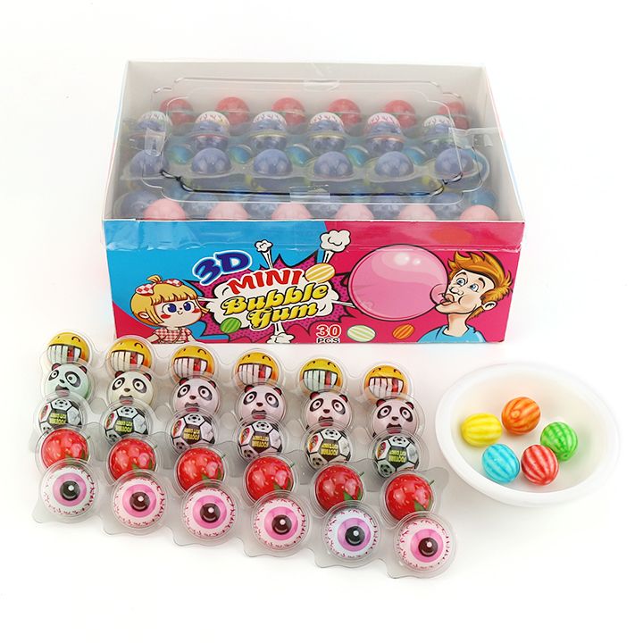 6-in-1 3D cartoon eyeball shape mini watermelon bubble gum ball CH-E322