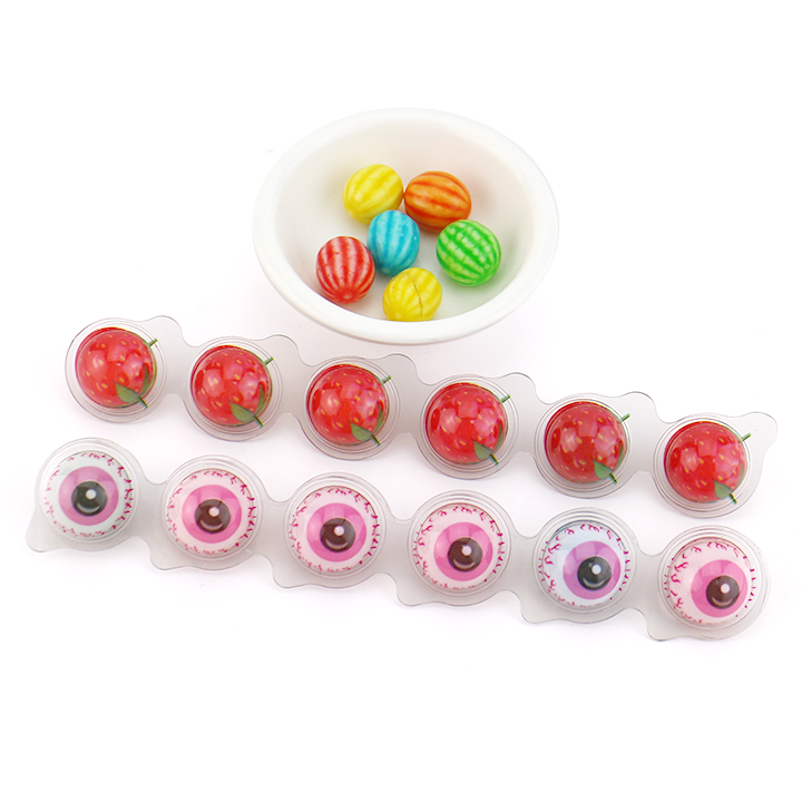 6-in-1 3D cartoon eyeball shape mini watermelon bubble gum ball CH-E322