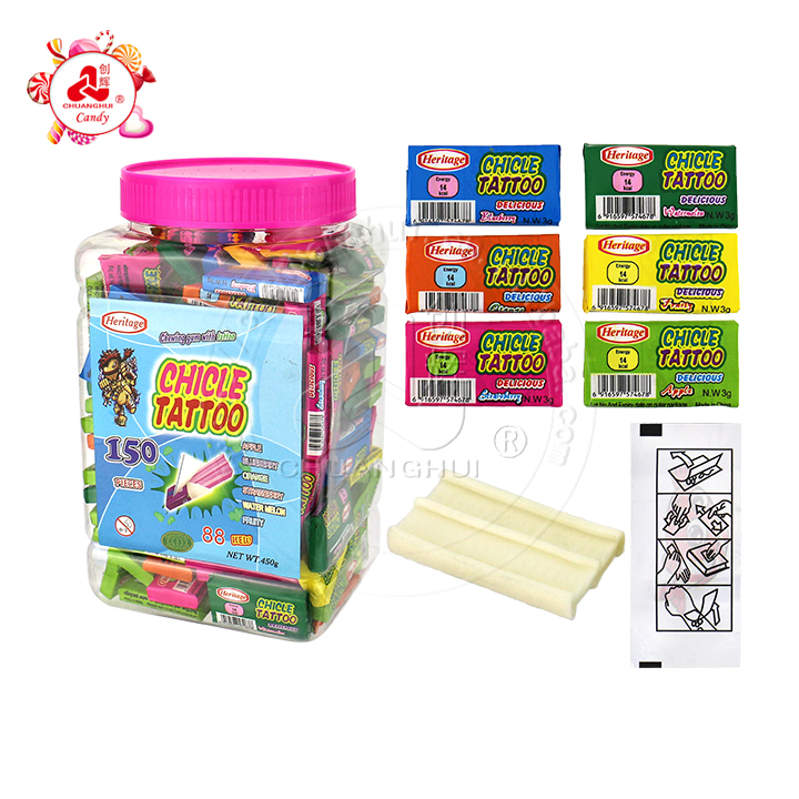 4cm Chicle chewying bubble gum with tattoo CH-E323