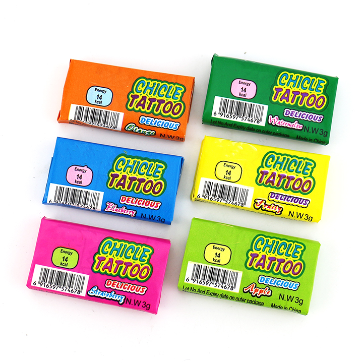 4cm Chicle chewying bubble gum with tattoo CH-E323