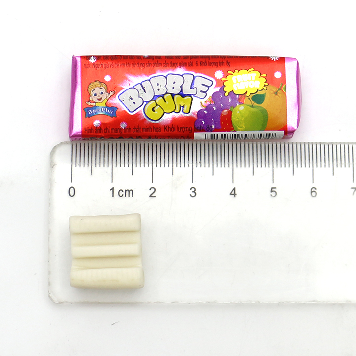3-in-1 fruit flavored chewying bubble gum cube with tattoo stickers CH-E325