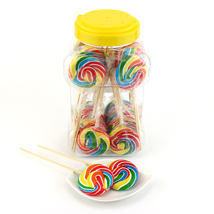 30g Rainbow vortex round flat shaped handmade hard lollypop CH-H073