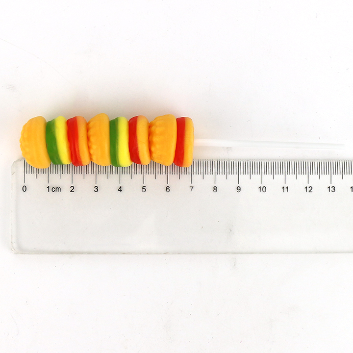 20g Halal hamburger shape burger jelly soft gummy lollipop candy CH-J253-5