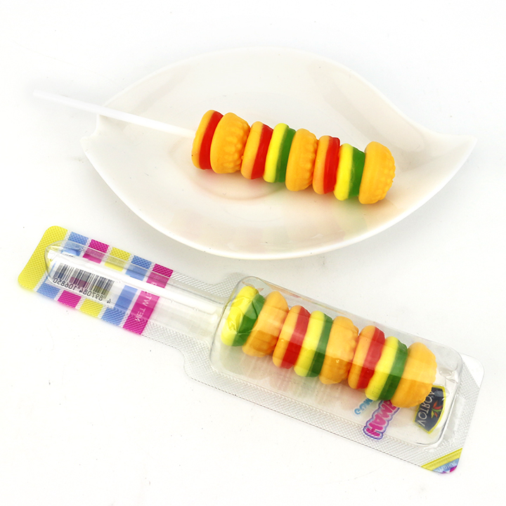 20g Halal hamburger shape burger jelly soft gummy lollipop candy CH-J253-5