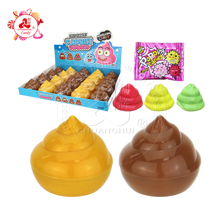 Prank candy 3D poo shape poopoo soft gummy candy with popping candy CH-J537