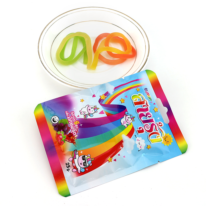 Colorful Rainbow noodle shape rope gel soft gummy candy CH-J542