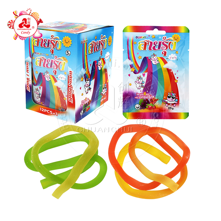 Colorful Rainbow noodle shape rope gel soft gummy candy CH-J542