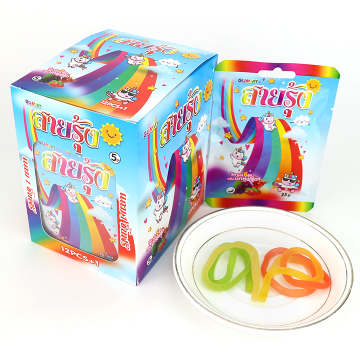 Colorful Rainbow noodle shape rope gel soft gummy candy CH-J542