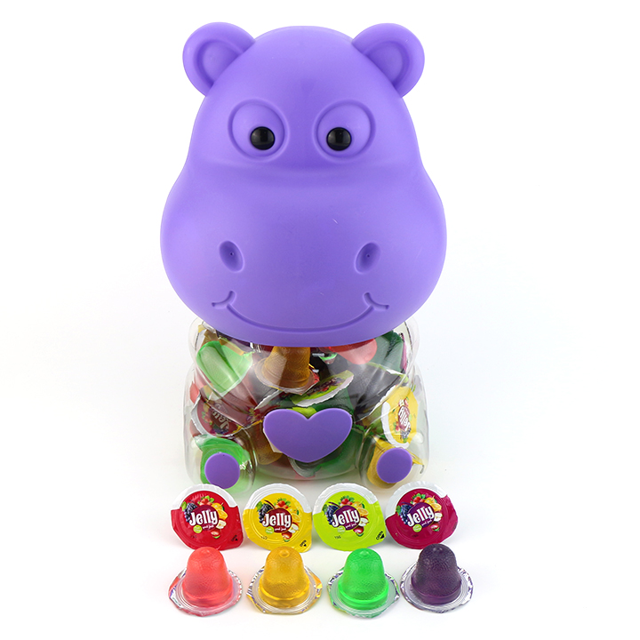 Halal fruit flavored Jelly candy pudding cups in hippopotamus jar CH-K164-14