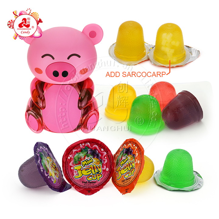 Halal fruit flavored Jelly candy pudding cups in pig jar CH-K164-17