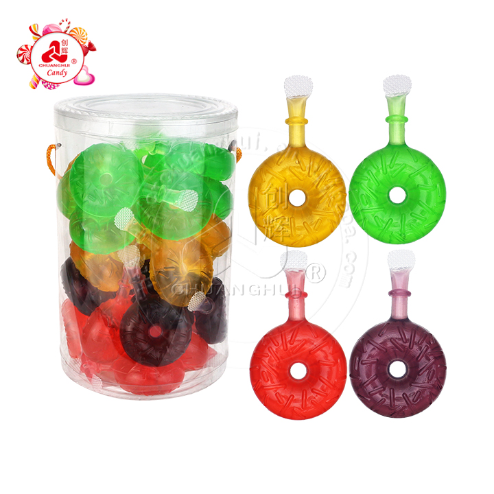 Cartoon donut doughnut shaped fruit flavored sucking jelly candy CH-K286