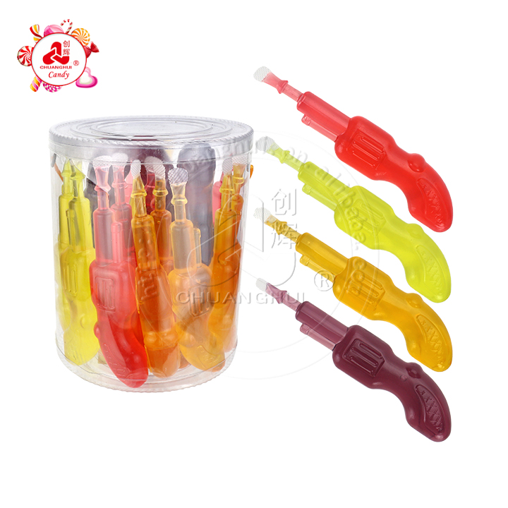Cartoon Revolver pistol gun shaped fruit flavored sucking jelly candy CH-K289