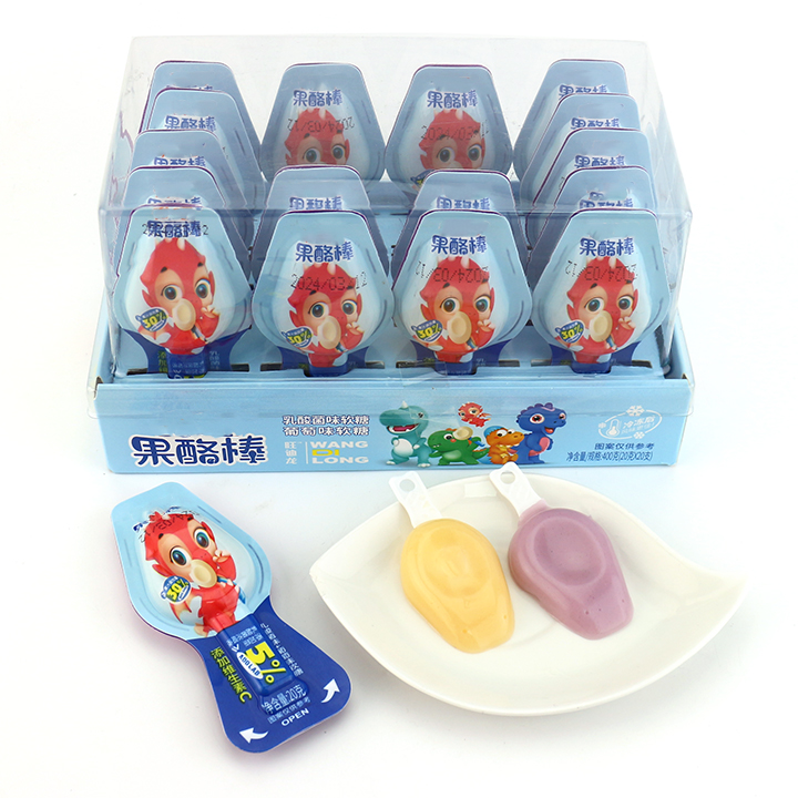2-in-1 classical cheese stick shaped Grapes, Fruity yogurt jellypop pudding lollipop candy CH-K292