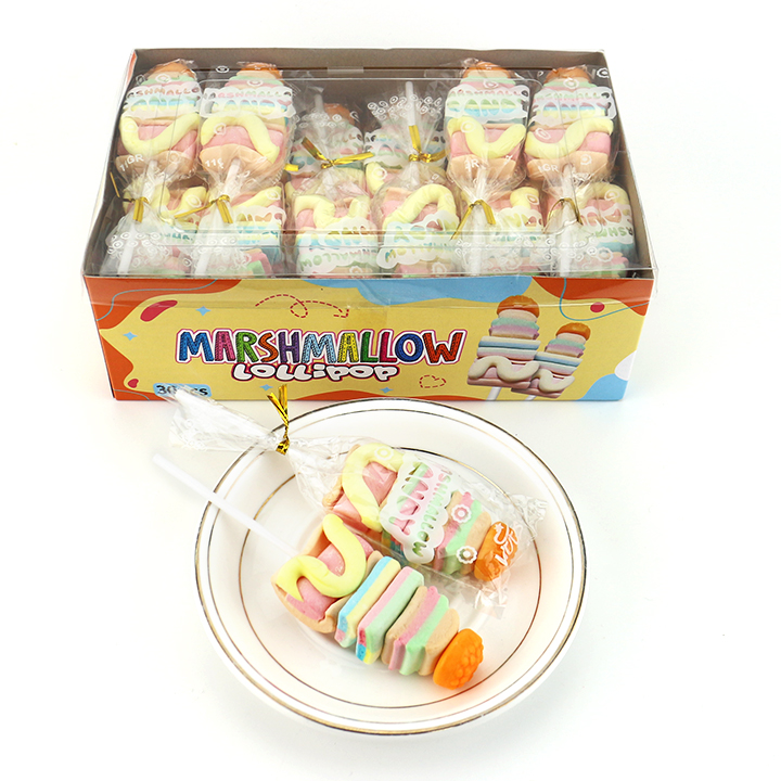 5-in-1 Fast food shapes marshmallow lollipops candy CH-M169