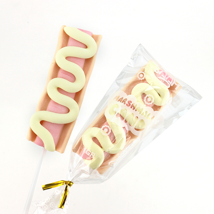 Halal hot dog shaped cotton candy marshmallow lollipops CH-M170