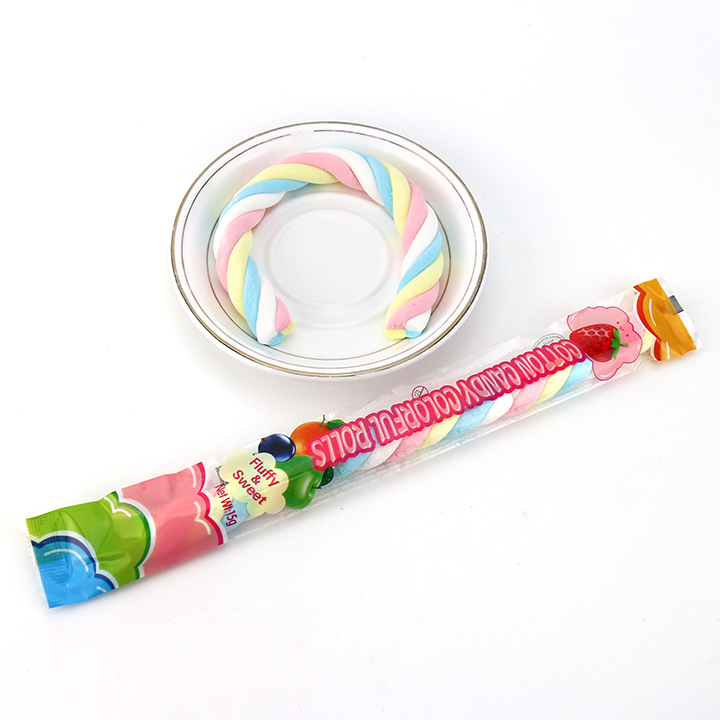 13g 23cm long twisted cotton candy marshmallows stick roll CH-M173