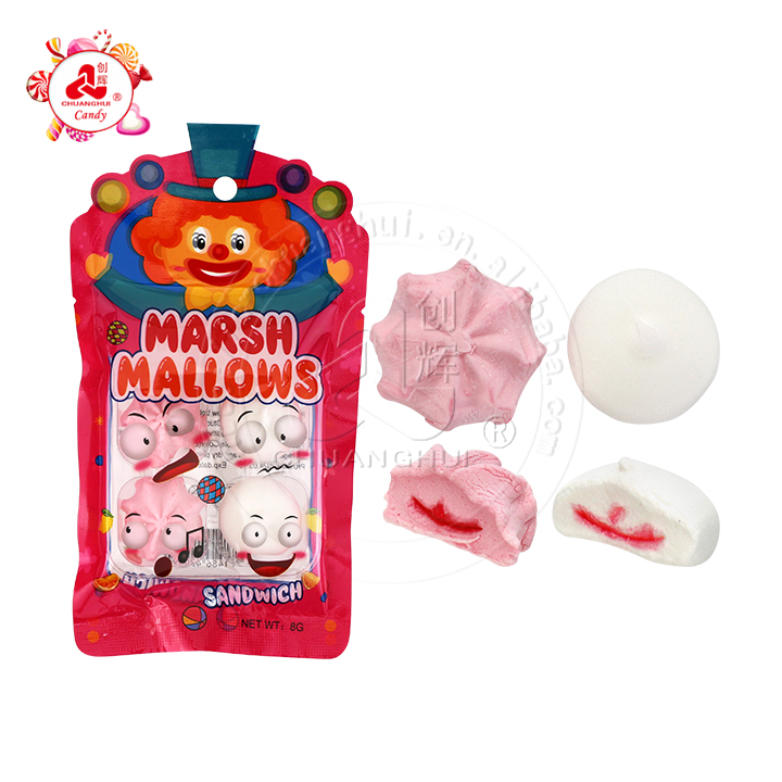 Halal smile face expression marshmallow with jam filling cotton candy CH-M174