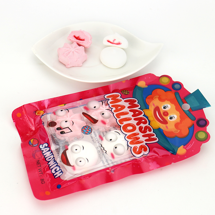 Halal smile face expression marshmallow with jam filling cotton candy CH-M174