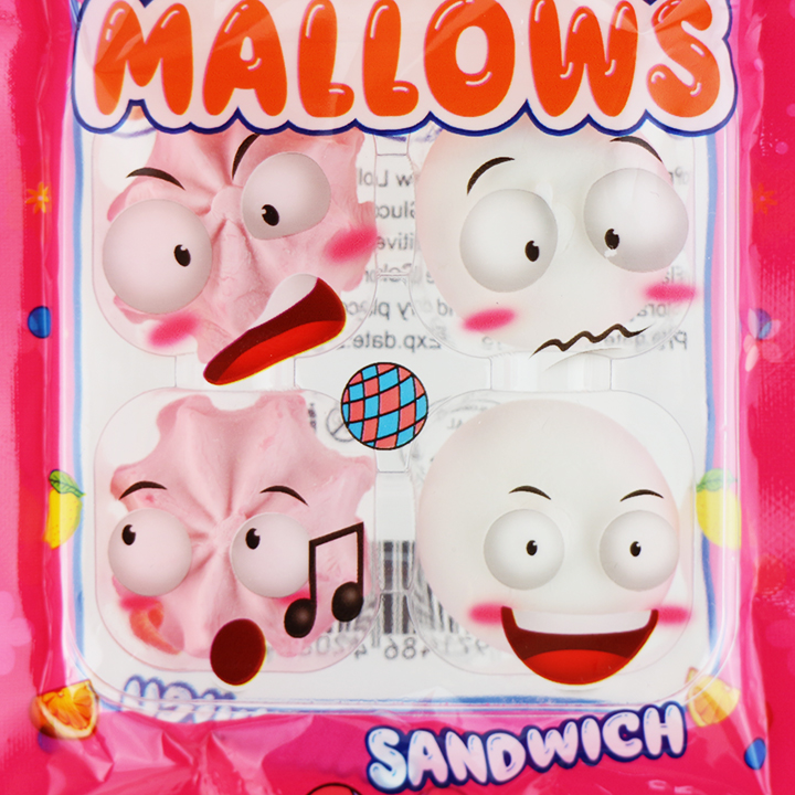 Halal smile face expression marshmallow with jam filling cotton candy CH-M174