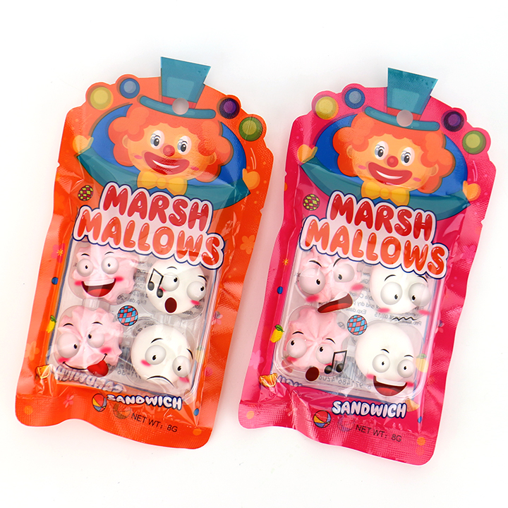 Halal smile face expression marshmallow with jam filling cotton candy CH-M174