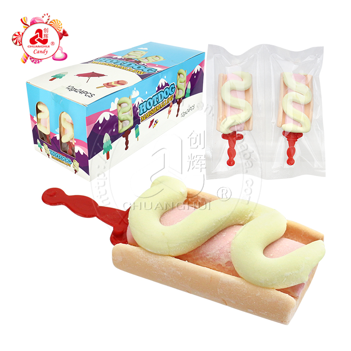 2-in-1 Hot dog shaped marshmallow Lolly pop lollipop CH-M176