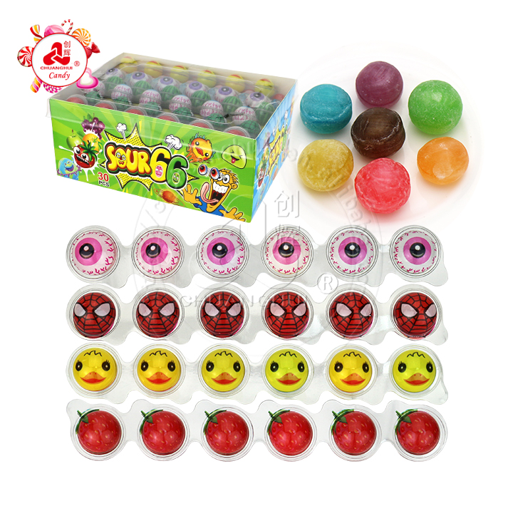 6-in-1 3D eyeball cartoons super sour fruit flavored hard candyCH-Q114