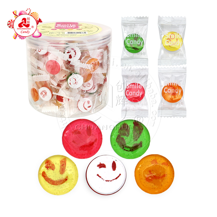 2-in-1 smile face fruit flavored hard candy with press tablet candy CH-Q116