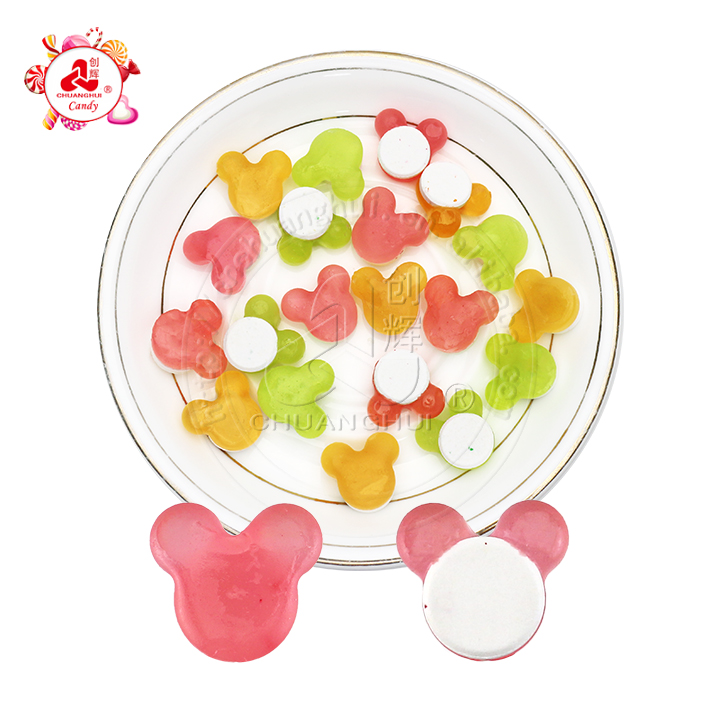Wholesale 2-in-1 mini mickey head shape fruit flavored hard candy in Bulk CH-S111