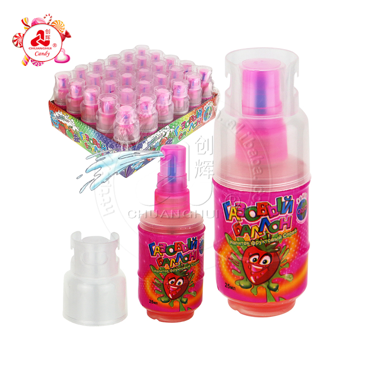 Cartoon gas bottle shape spray candy fruit flavor liquid candy CH-SP088