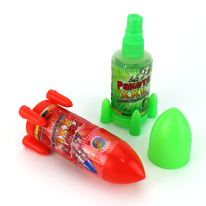 Cartoon big rocket shape spray candy fruit flavor liquid candy CH-SP091