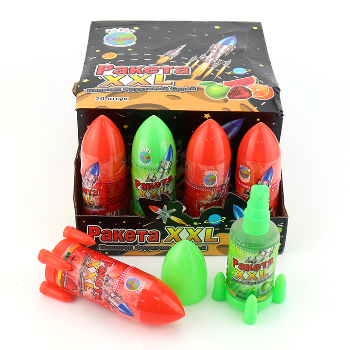 Cartoon big rocket shape spray candy fruit flavor liquid candy CH-SP091