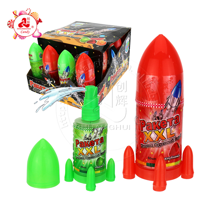Cartoon big rocket shape spray candy fruit flavor liquid candy CH-SP091
