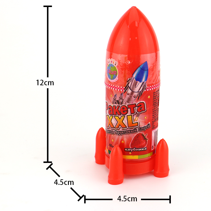 Cartoon big rocket shape spray candy fruit flavor liquid candy CH-SP091