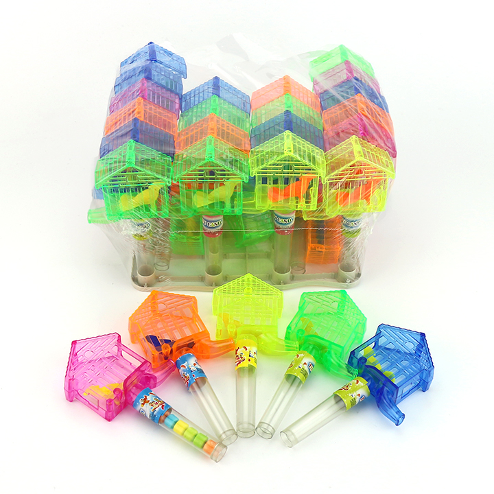 Cartoon bird cage and bird shaped whistle toy candy CH-T1244