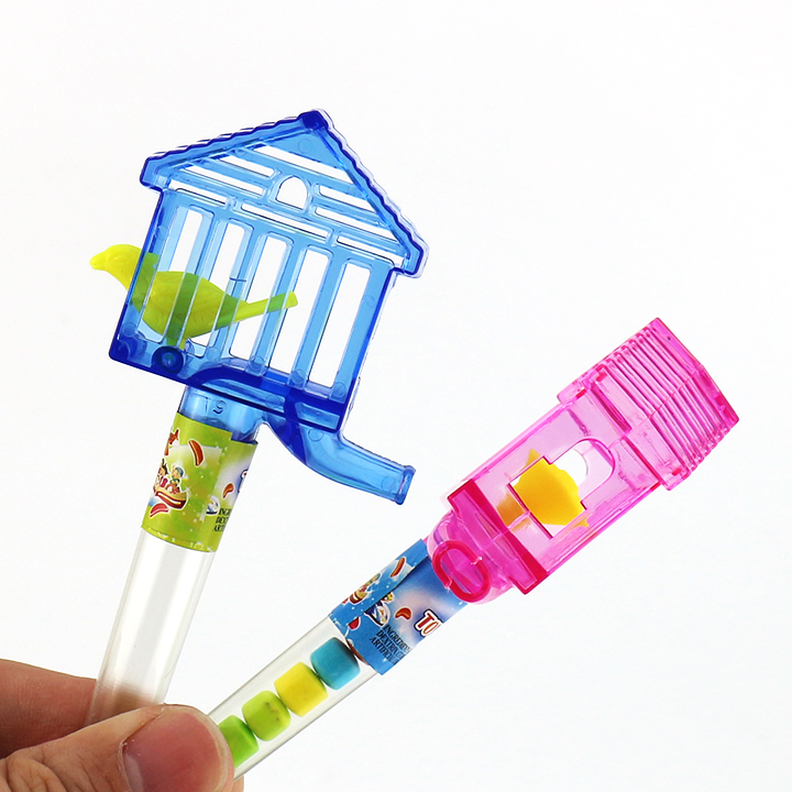 Cartoon bird cage and bird shaped whistle toy candy CH-T1244
