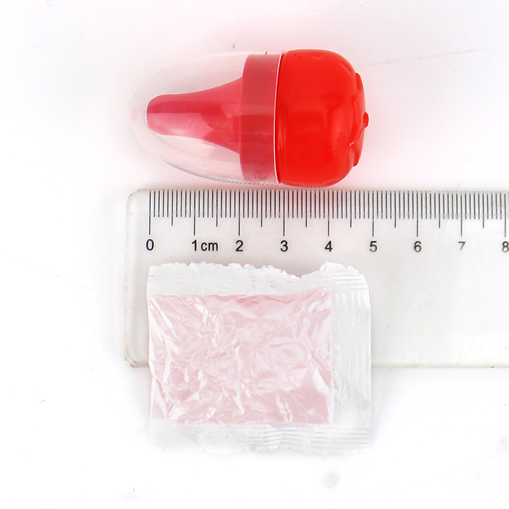 Cartoon smile expression Strawberry shaped nipple lollipop with sour powder candy CH-T1249