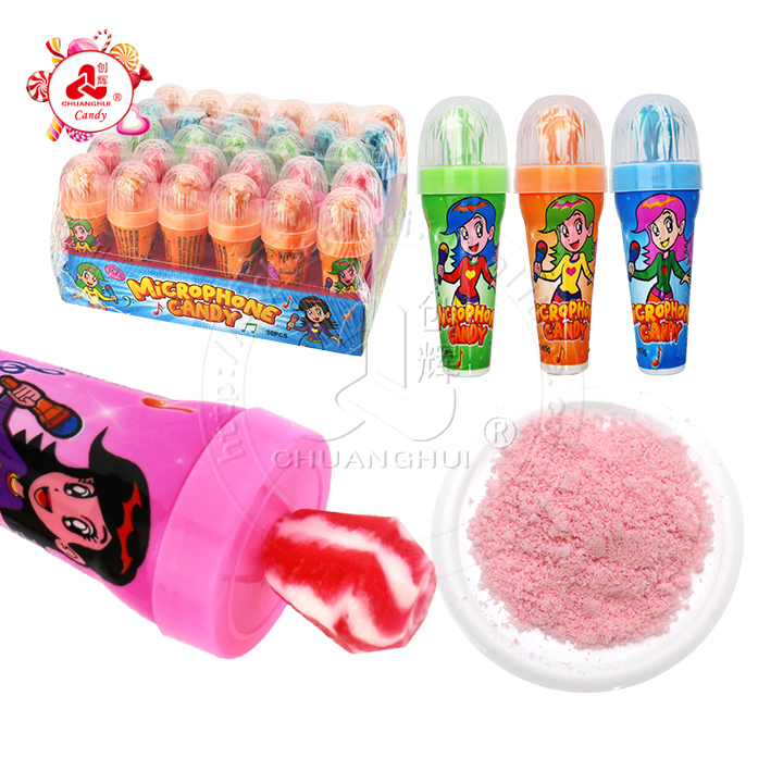 Singer microphone shape diamond candy with sour powder candy CH-T1250