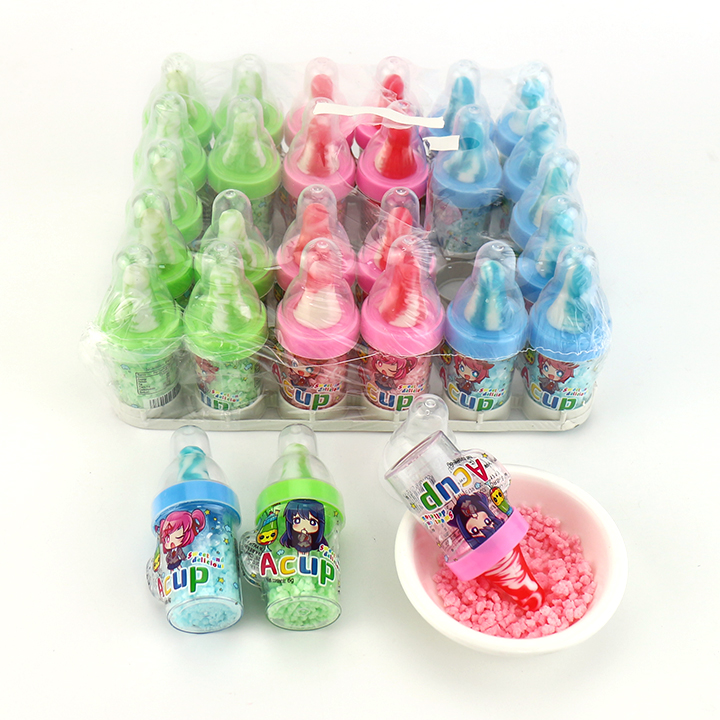 Nipple cup shaped pacifier lollipop with crystalline powder candyCH-T1252
