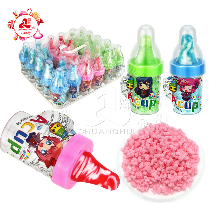 Nipple cup shaped pacifier lollipop with crystalline powder candyCH-T1252